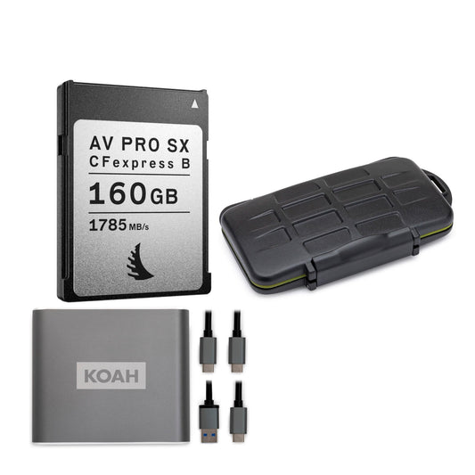 Angelbird 160GB AV PRO CFexpress 2.0 Type B SX Memory Card with Card Reader Bundle