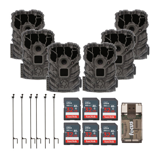 Stealth Cam Browtine 14MP Camera (6-Pack) with Camera Holder Posts Bundle