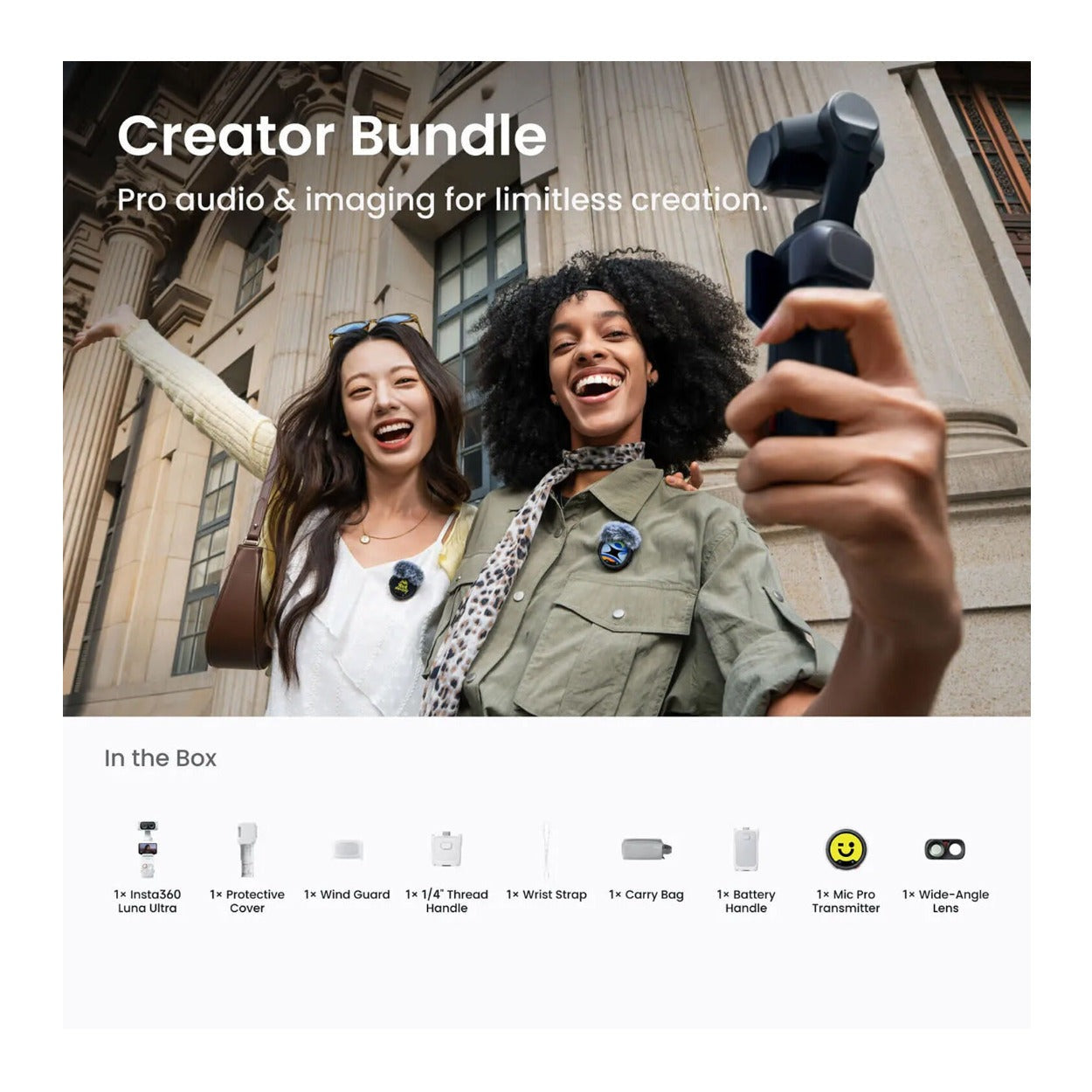 Insta360 Luna Ultra 8K Dual-Lens Gimbal Camera Standard Combo (Stellar White)