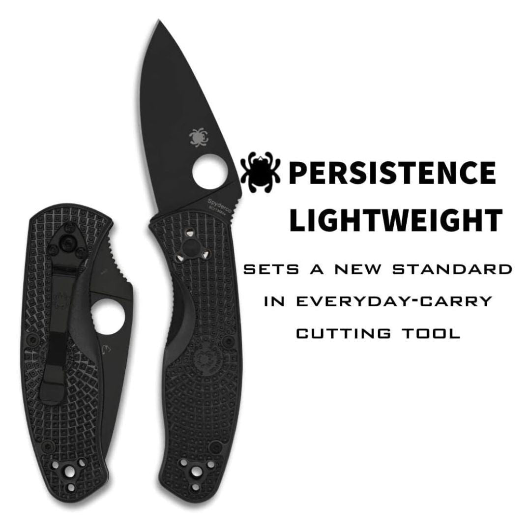 Spyderco Persistence Lightweight 6.85-Inch PlainEdge Pocket Knife with 8Cr13MoV Steel Blade (Black)
