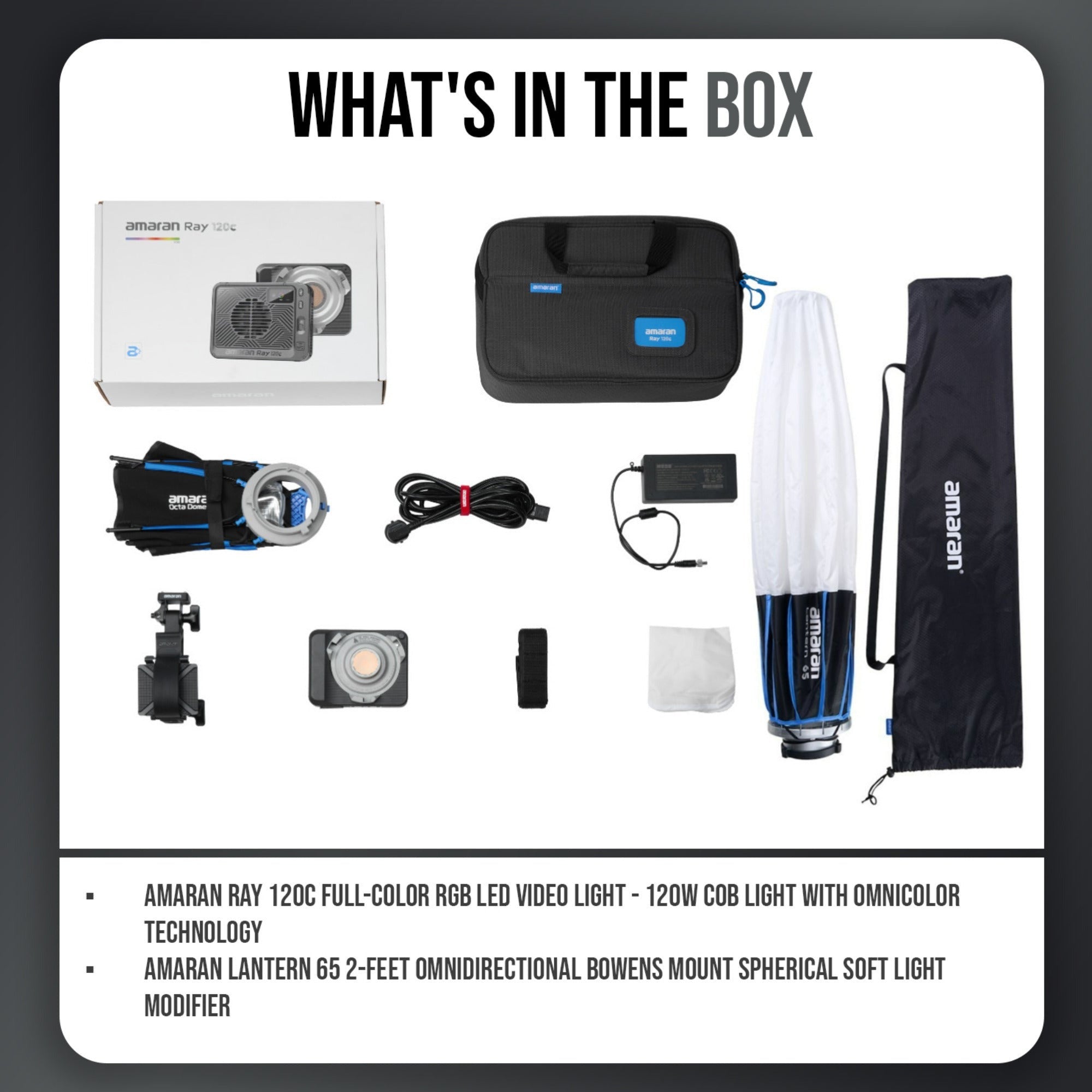 Amaran Ray 120c RGB LED Video Light (US) Bundle with Soft Light Modifier