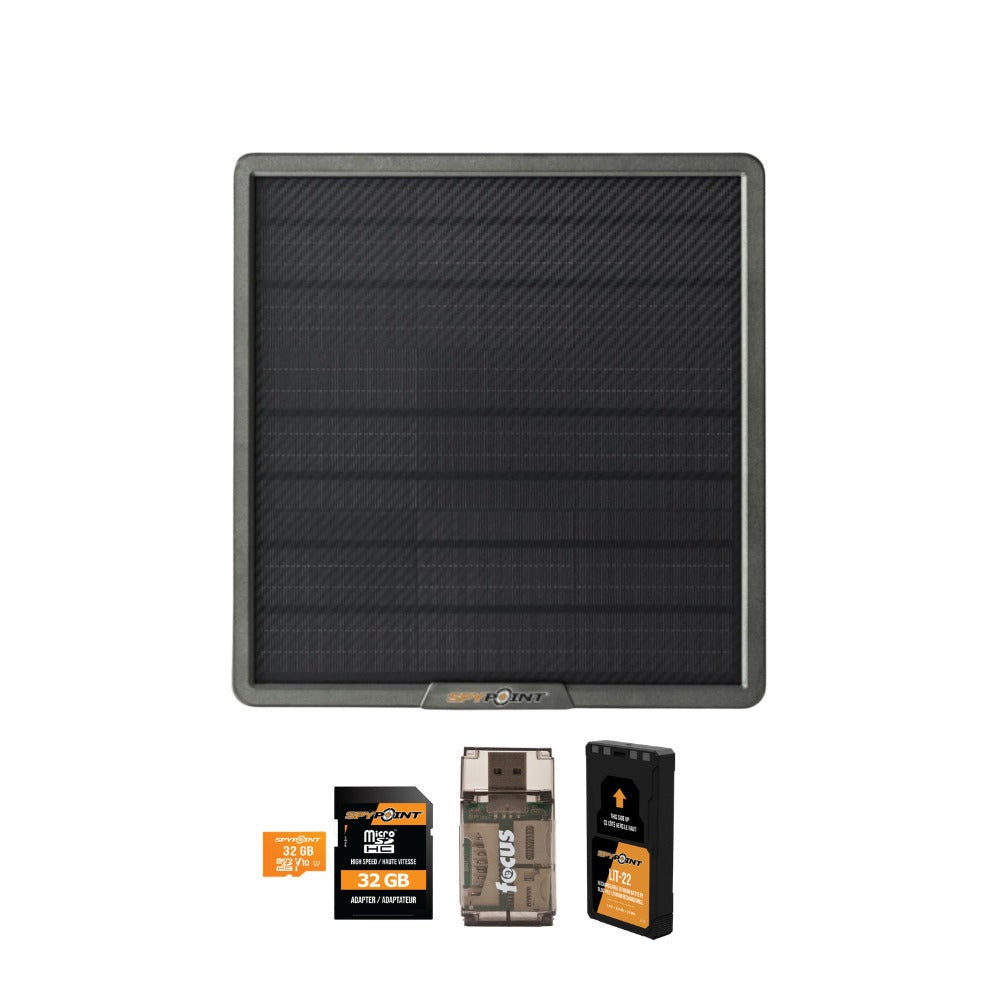Spypoint 10W Solar Panel with Battery Pack, Memory Card and Card Reader Bundle