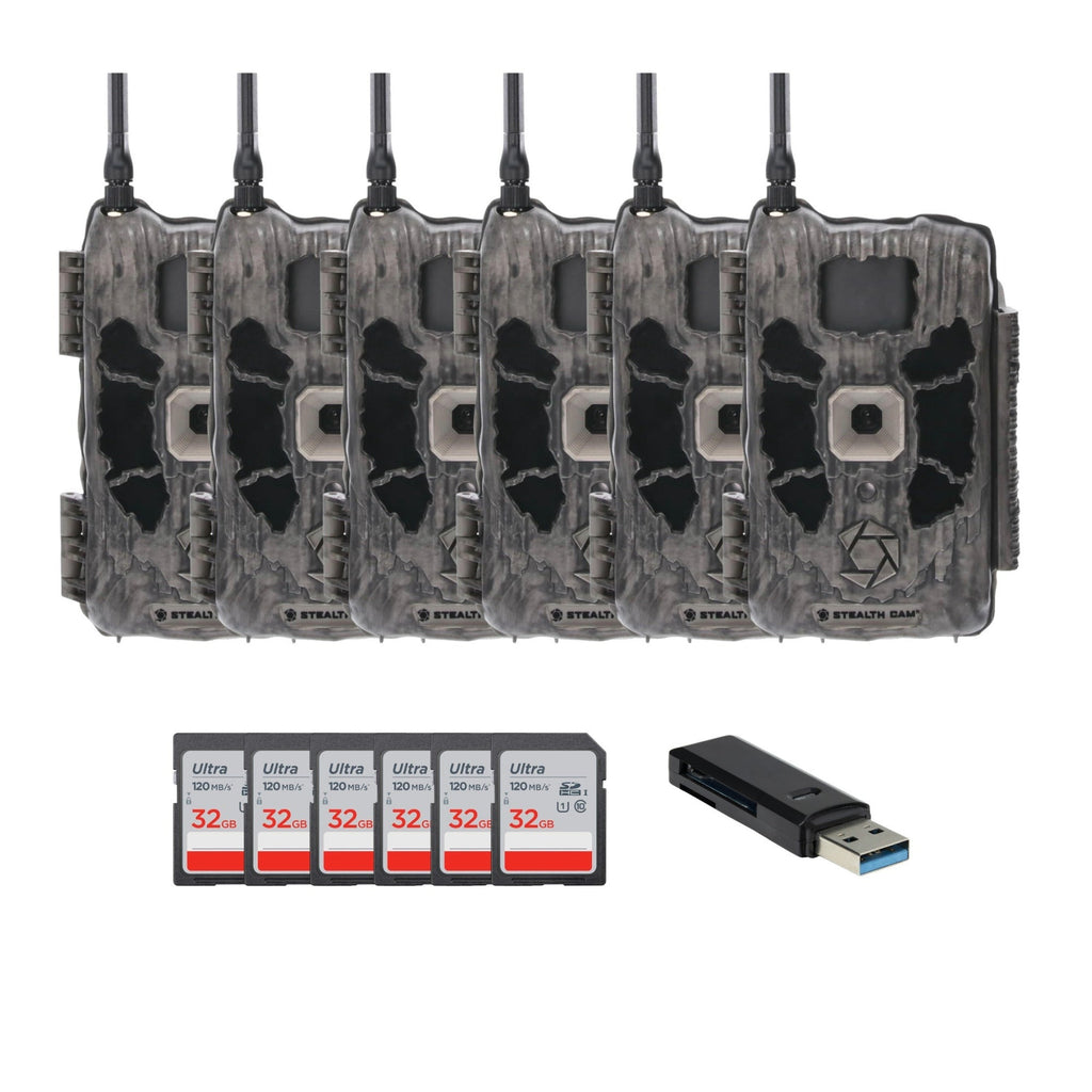 Stealth Cam Deceptor Dual Network Trail Camera (6 Pack) Bundle with Accessories