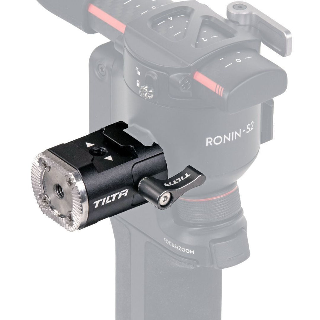 Tilta Right-Side NATO Rail to Rosette Adapter with Cold Shoe Receiver for DJI Gimbal (Black)