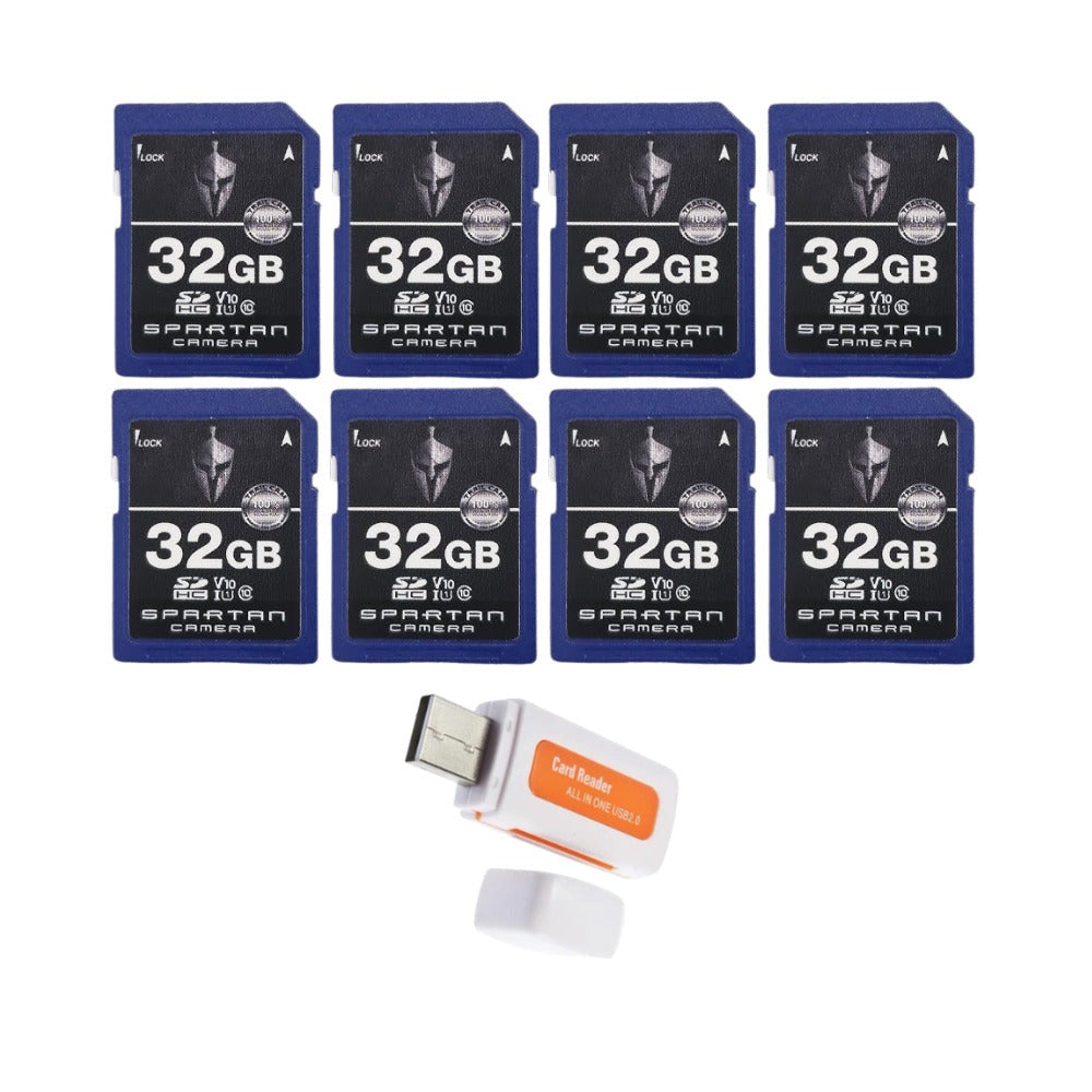 Spartan 32GB Class 10 SD Card (8-Pack) with Micro SD Reader and Writer Bundle