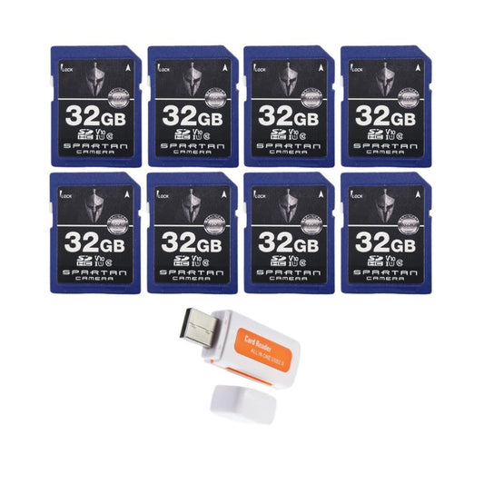 Spartan 32GB Class 10 SD Card (8-Pack) with Micro SD Reader and Writer Bundle