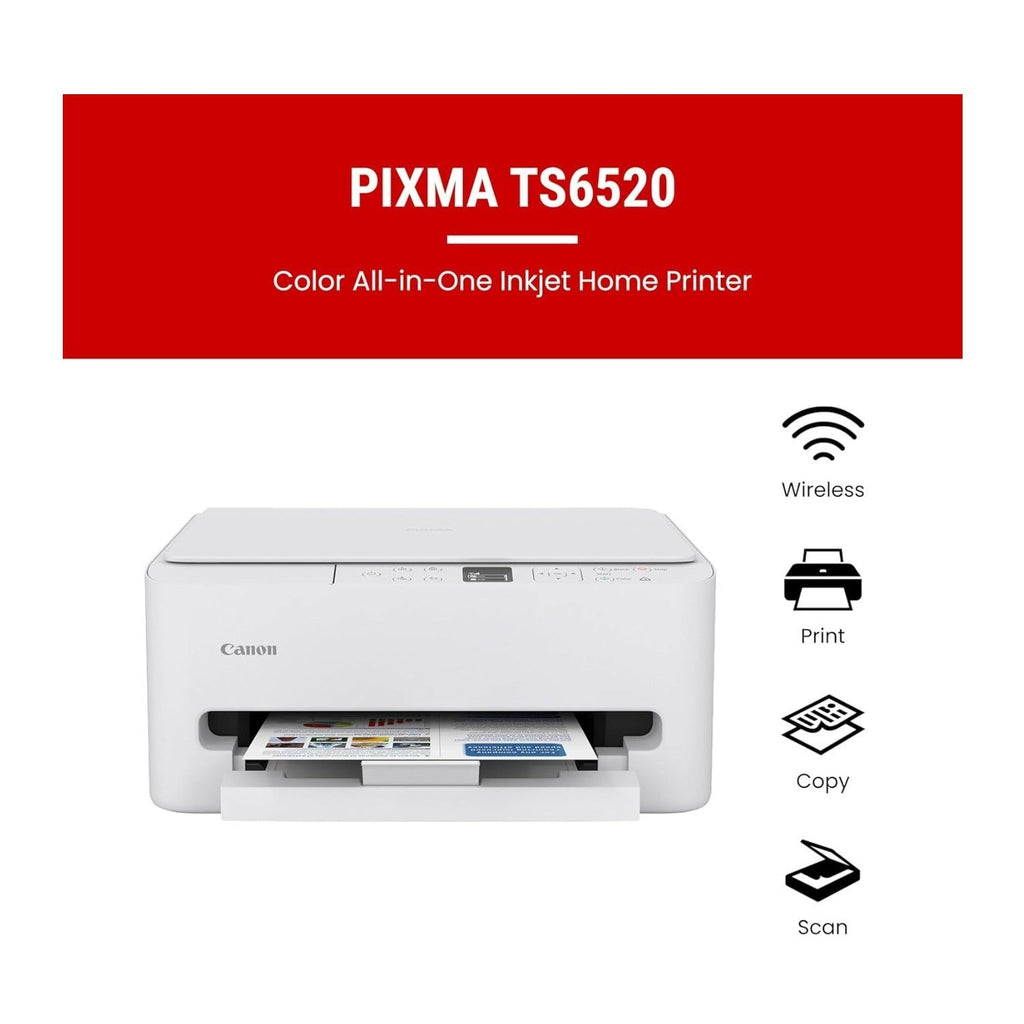 Canon PIXMA TS6520 Wireless Multifunction Inkjet Printer (White)