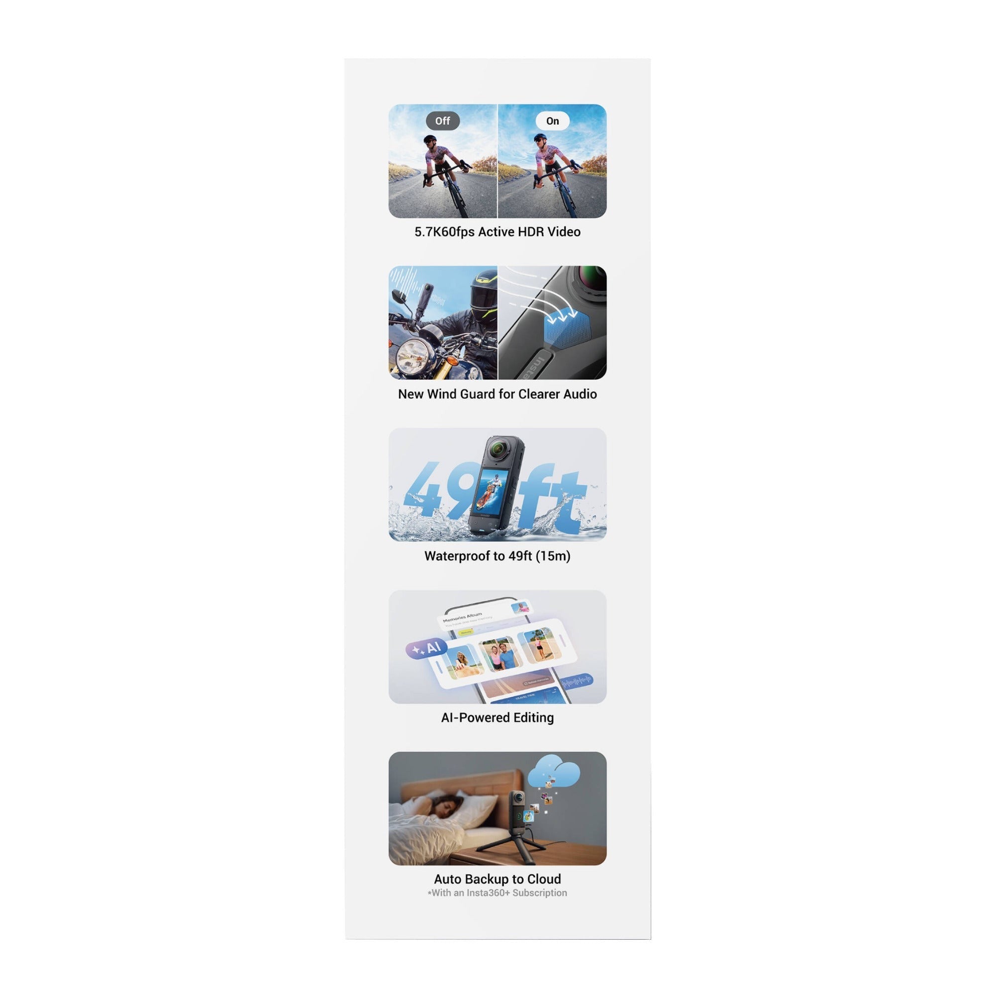 Insta360 X5 360 Action Camera Essentials Bundle with 128GB Micro Memory Card