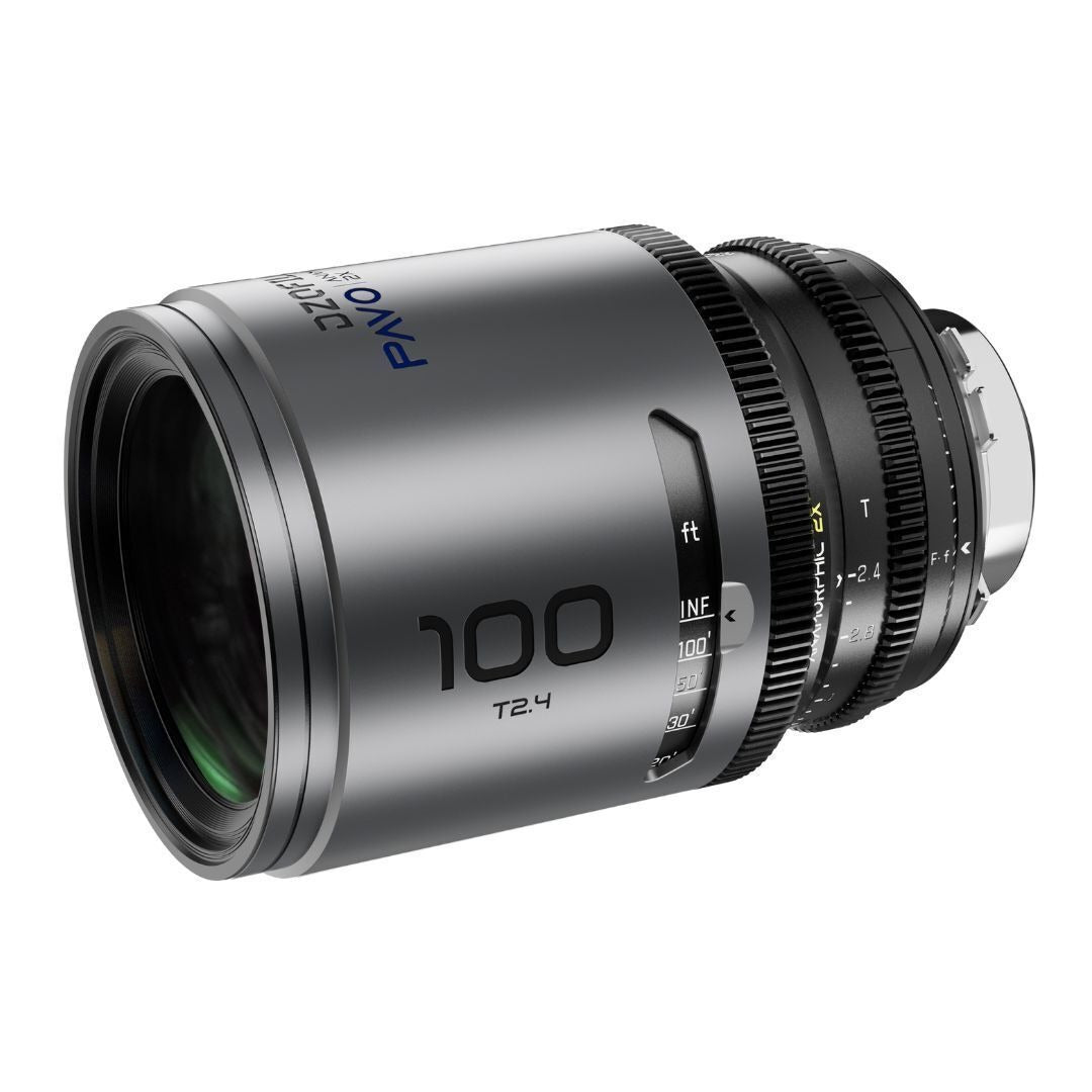 DZOFilm PAVO 100mm Anamorphic 2x T2.4 Blue Coating PL or EF Mount Lens (Space Gray-Black)