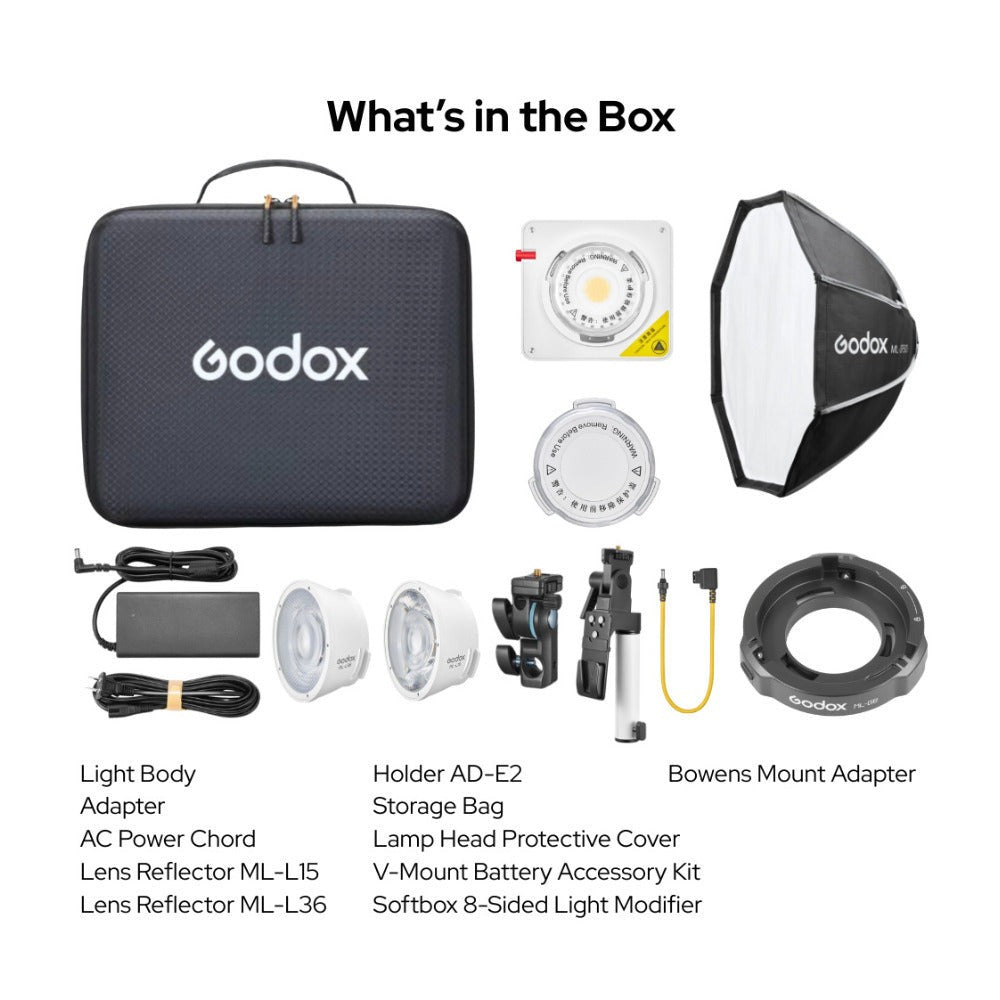 Godox ML100Bi Bi-Color LED Video Light Kit 2 with Light Modifier and Adapter