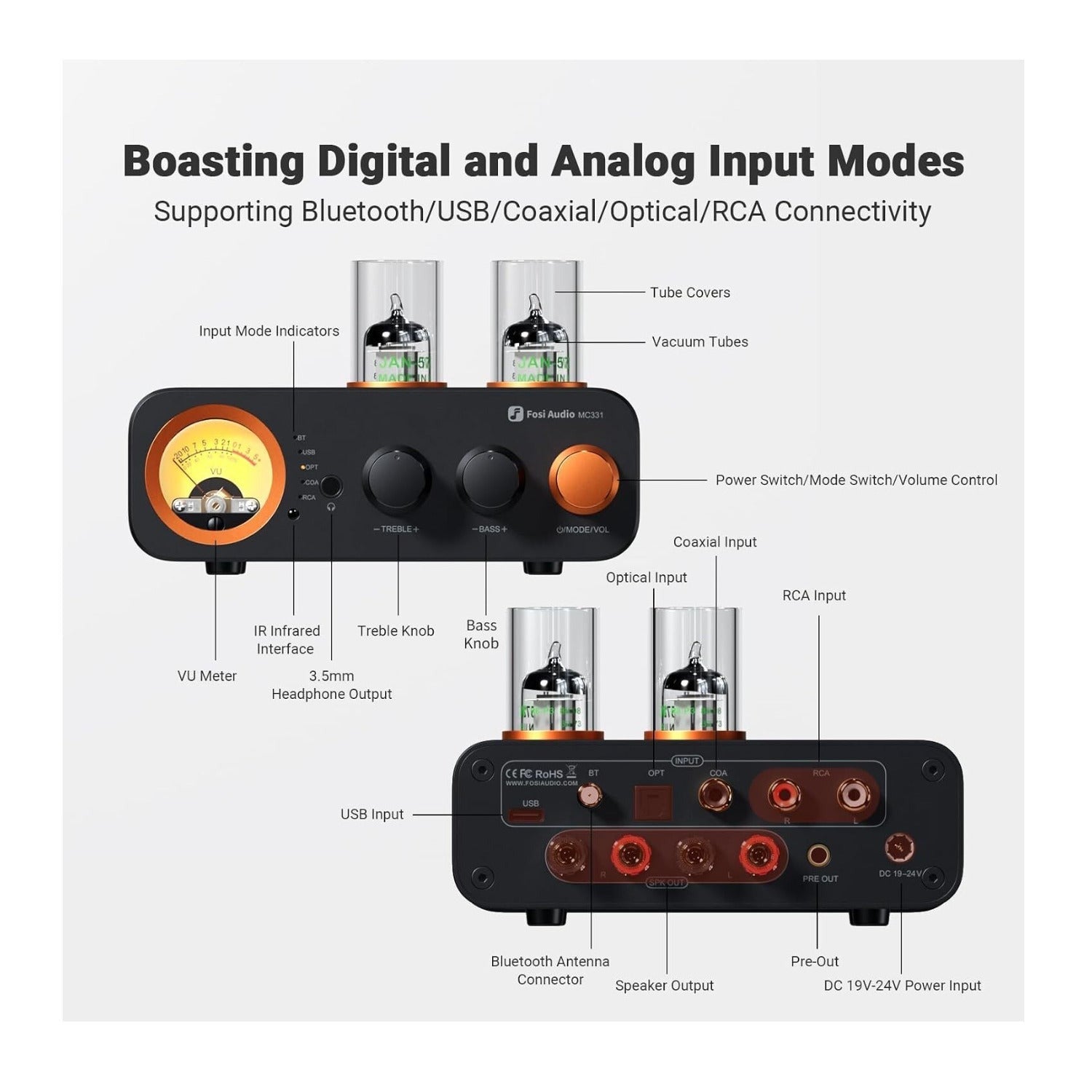 Fosi Audio MC331 Tube Integrated Amplifier with DAC