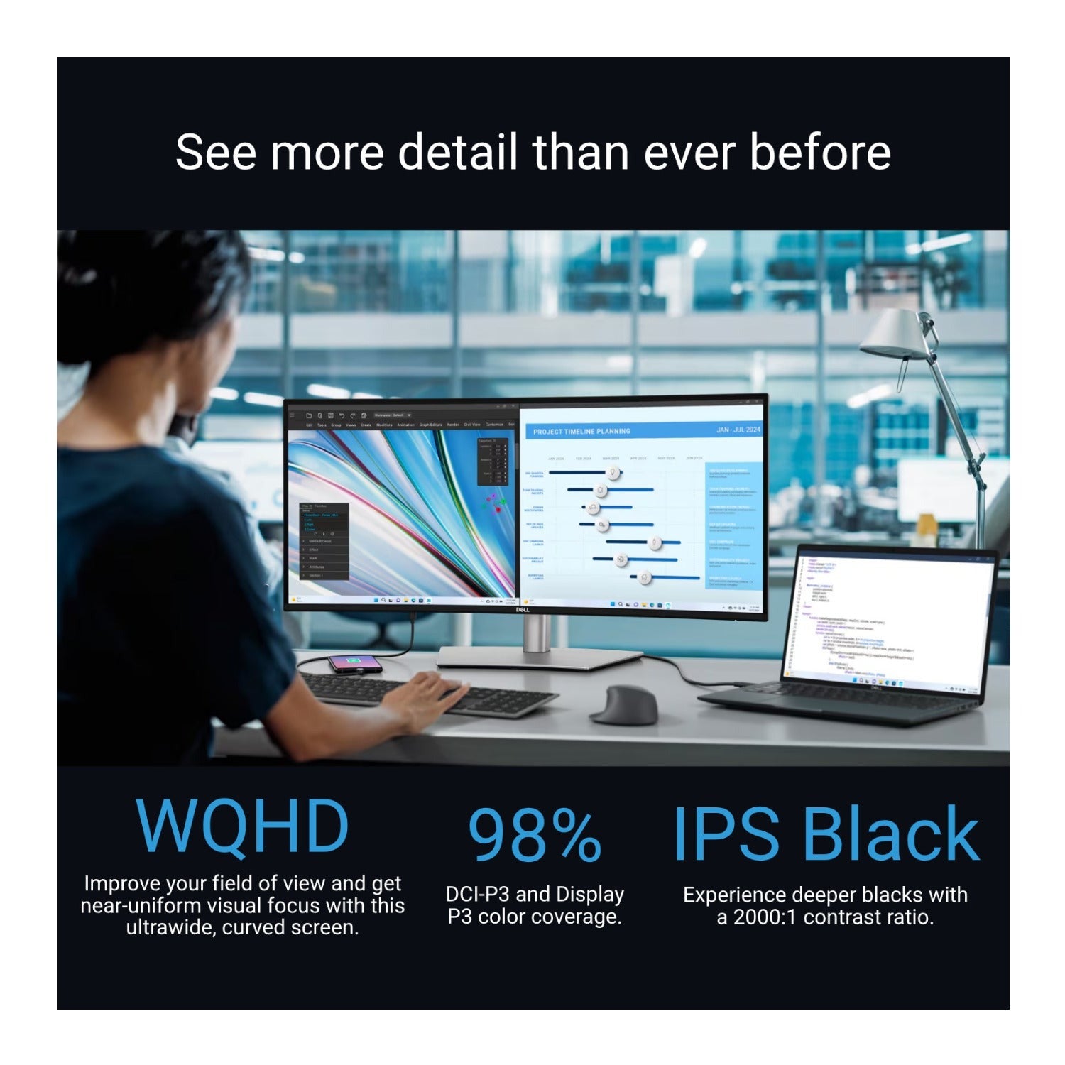 Dell UltraSharp U3425WE 34-In. UW-QHD Curved LED Monitor 120Hz (Black/Silver) (Used)