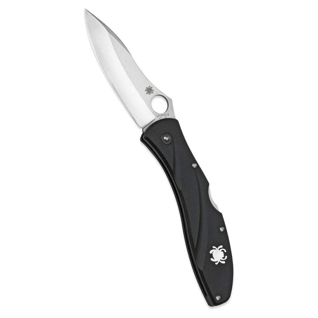 Spyderco Centofante 3 VG-10 Steel Hollow Ground Blade Knife with Thin-Profile FRN Handle (Black)