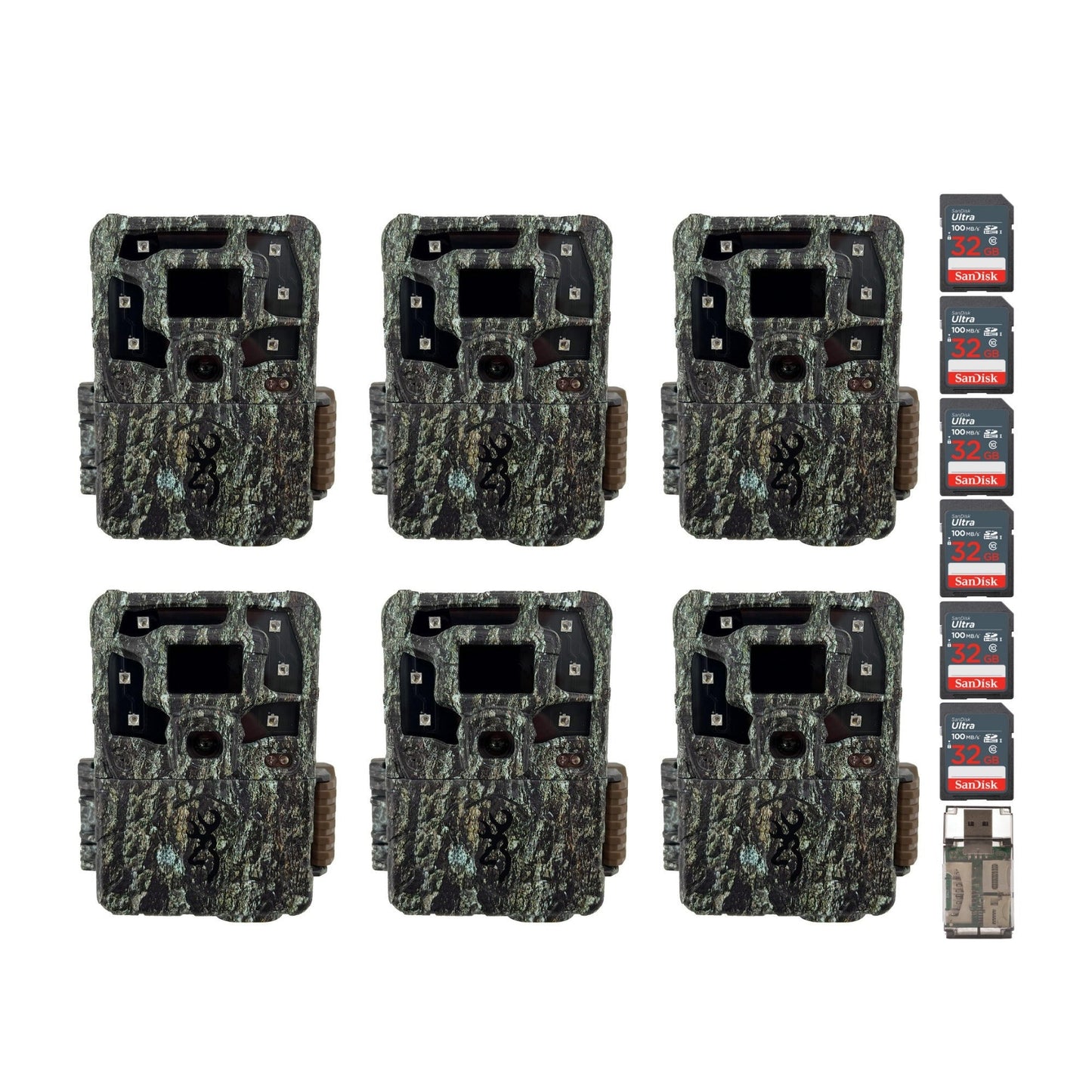 Browning Strike Force Pro X 1080 Trail Camera with 32GB, and SD Card (6-Pack)