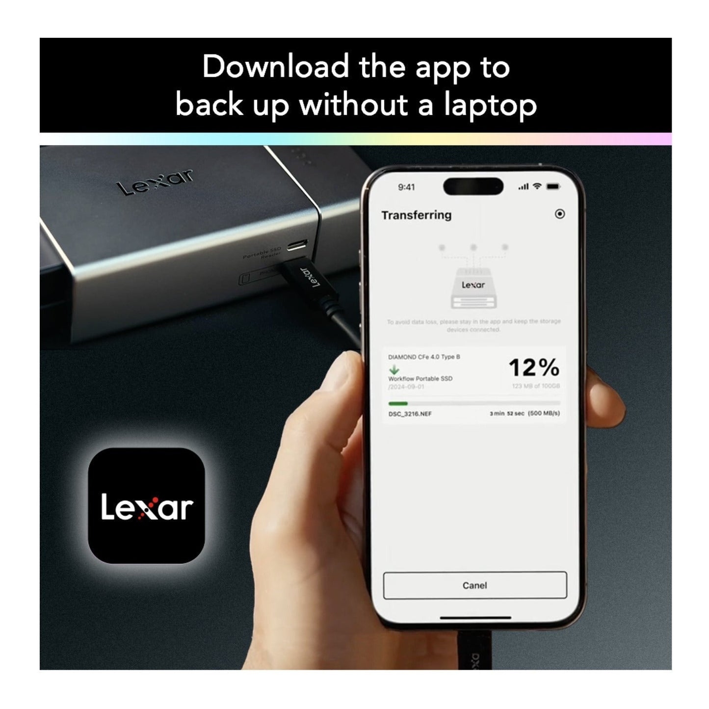 Lexar Professional Workflow Go Battery-Powered 2-Bay Portable Docking Station