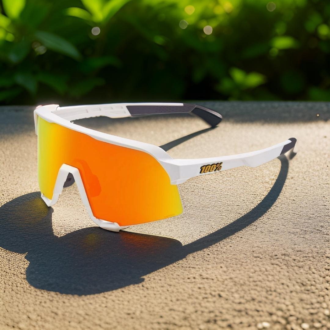 100% S3 Sunglasses Soft Tact White HiPER Red Lens