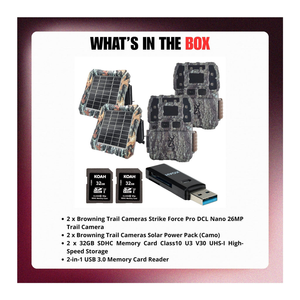Browning Trail Cameras Strike Force Pro DCL Nano 26MP Trail Camera Bundle