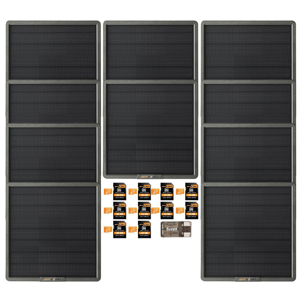 Spypoint 10-Watt Solar Panel for Trail Camera (10-Pack) Bundle with 32GB Memory Card and Reader