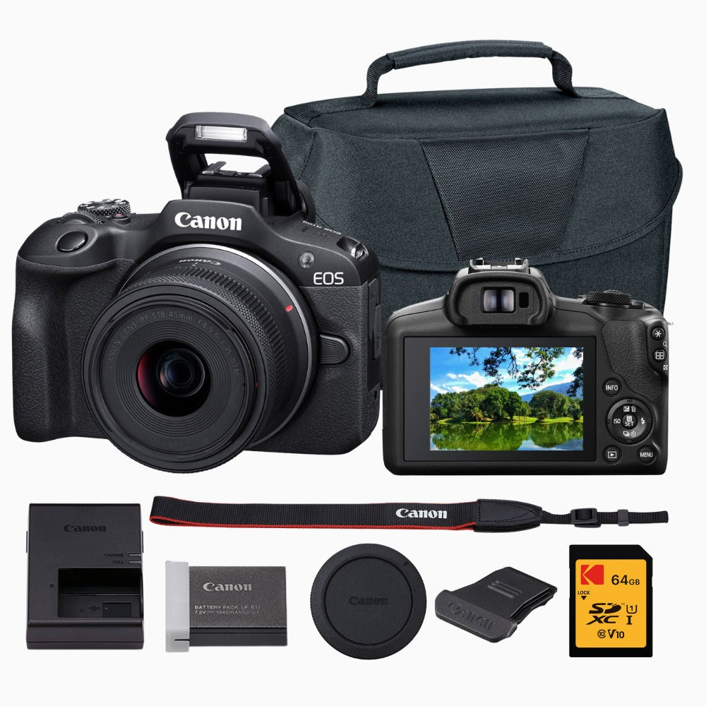 Canon EOS R100 Mirrorless Camera with 18-45mm Lens Bundle