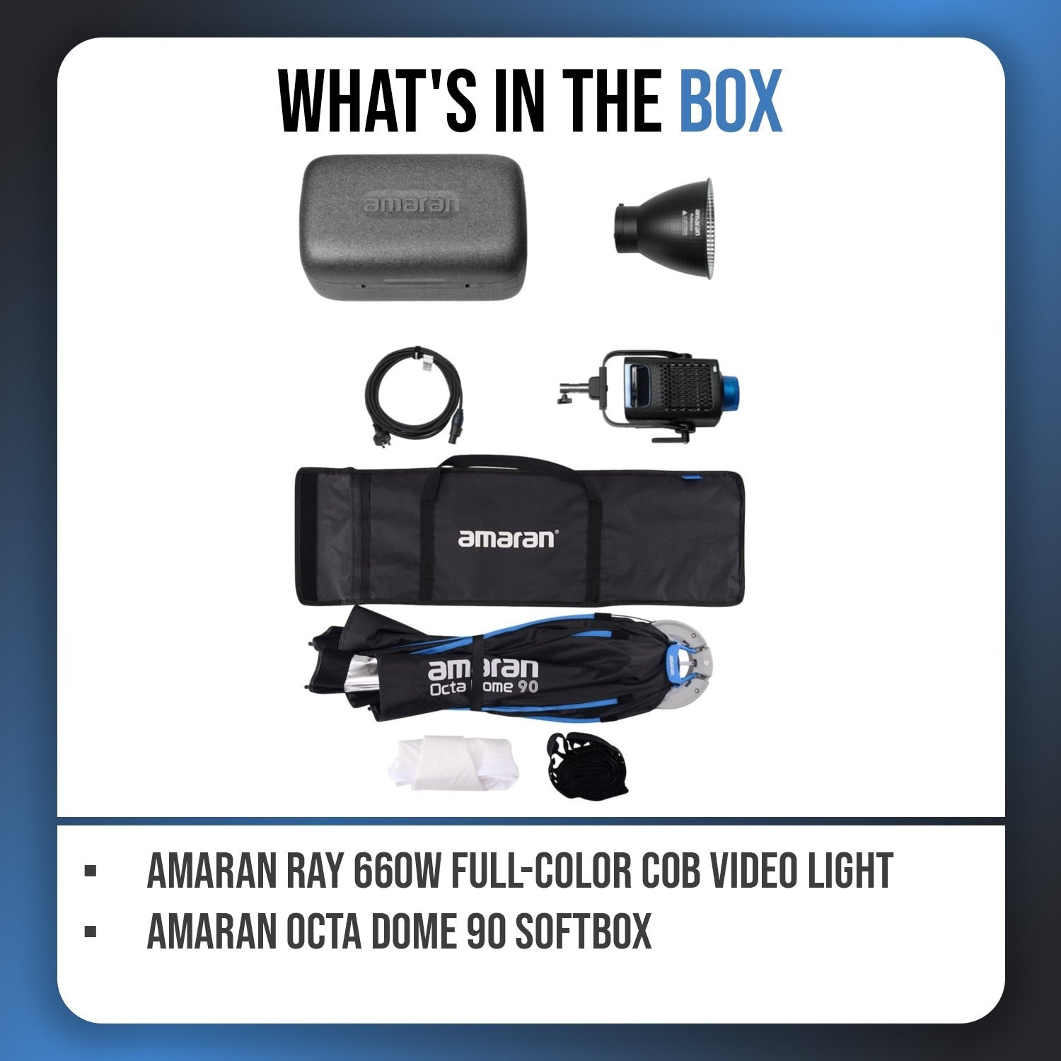 Amaran Ray 660W Full-Color COB Video Light with Octa Dome 90 Softbox Bundle