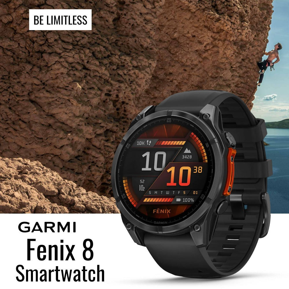 Garmin Fenix 8 47mm GPS Smartwatch (Slate Gray and Black) with Hard Case and Charger Stand Bundle