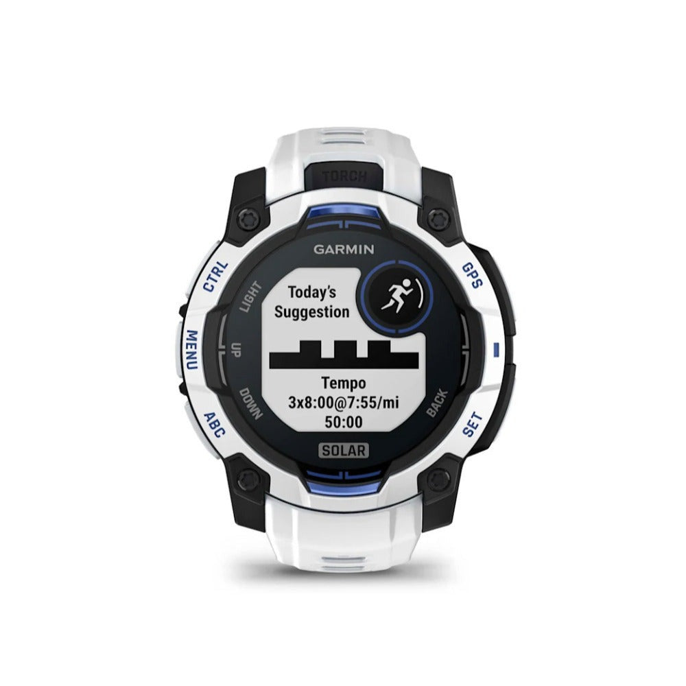 Garmin Instinct 3 GPS Smartwatch (Whitestone/Bolt Blue)