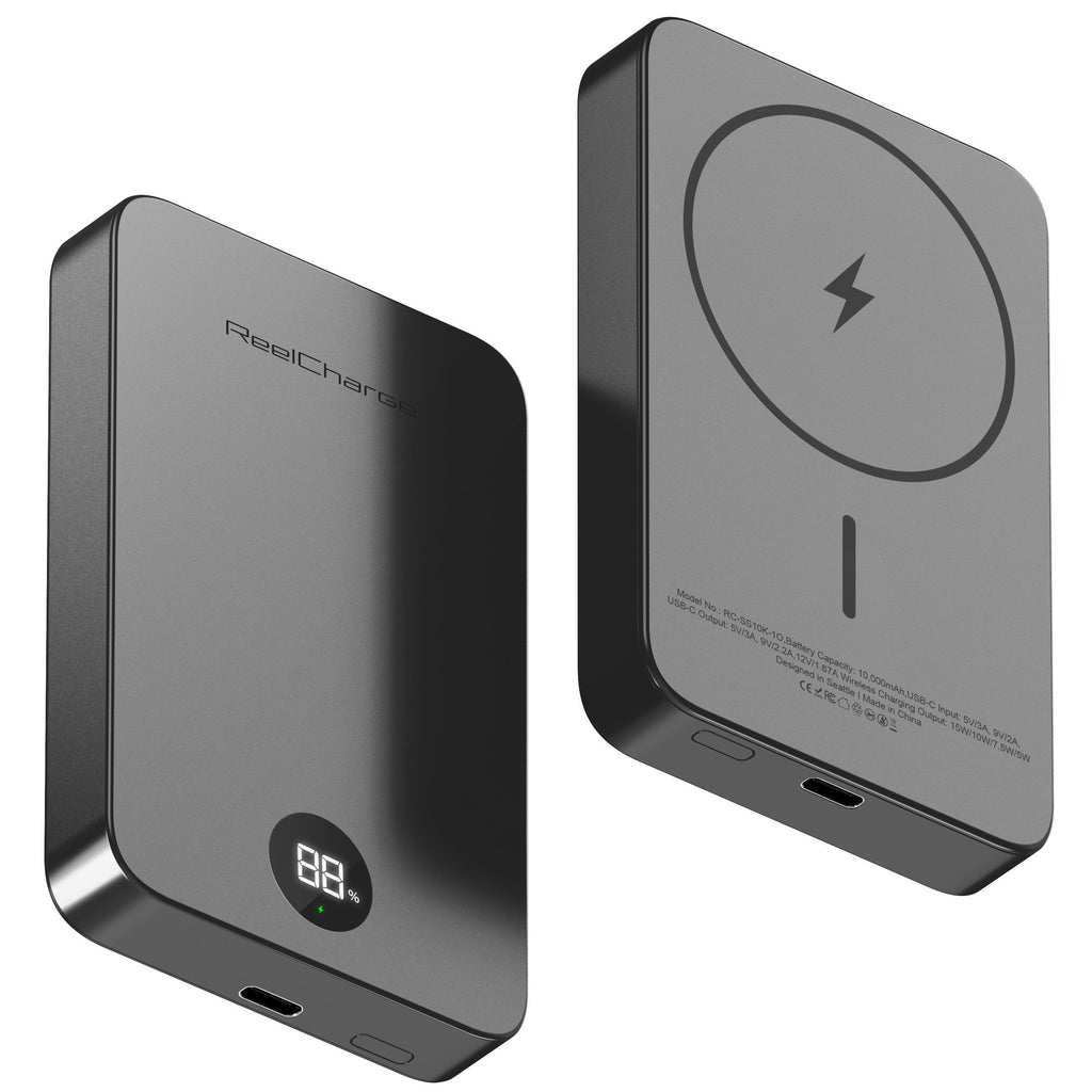 ReelCharge ReelSafe 10,000 mAh Qi2 Power Bank (Gray)