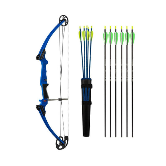 Genesis Archery Original Compound Bow Kit (Right Hand, Blue) with Six Arrows