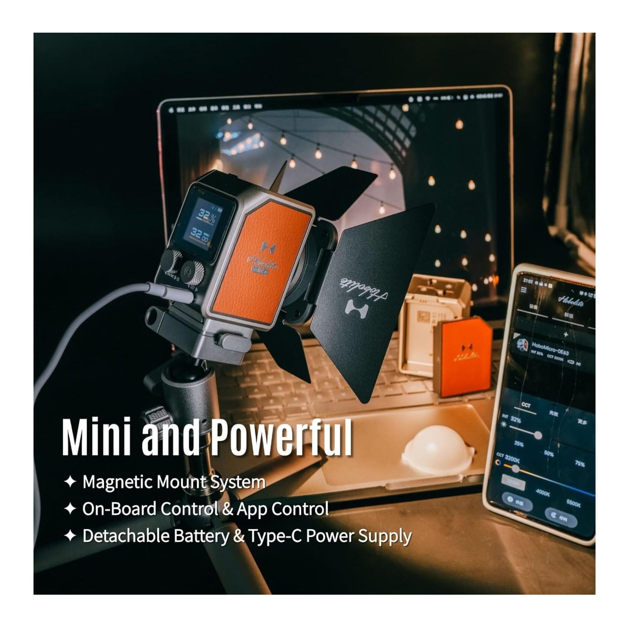 Harlowe Micro Portable LED Light Standard Kit for Camera 8W Bi-Color 2700K-6500K