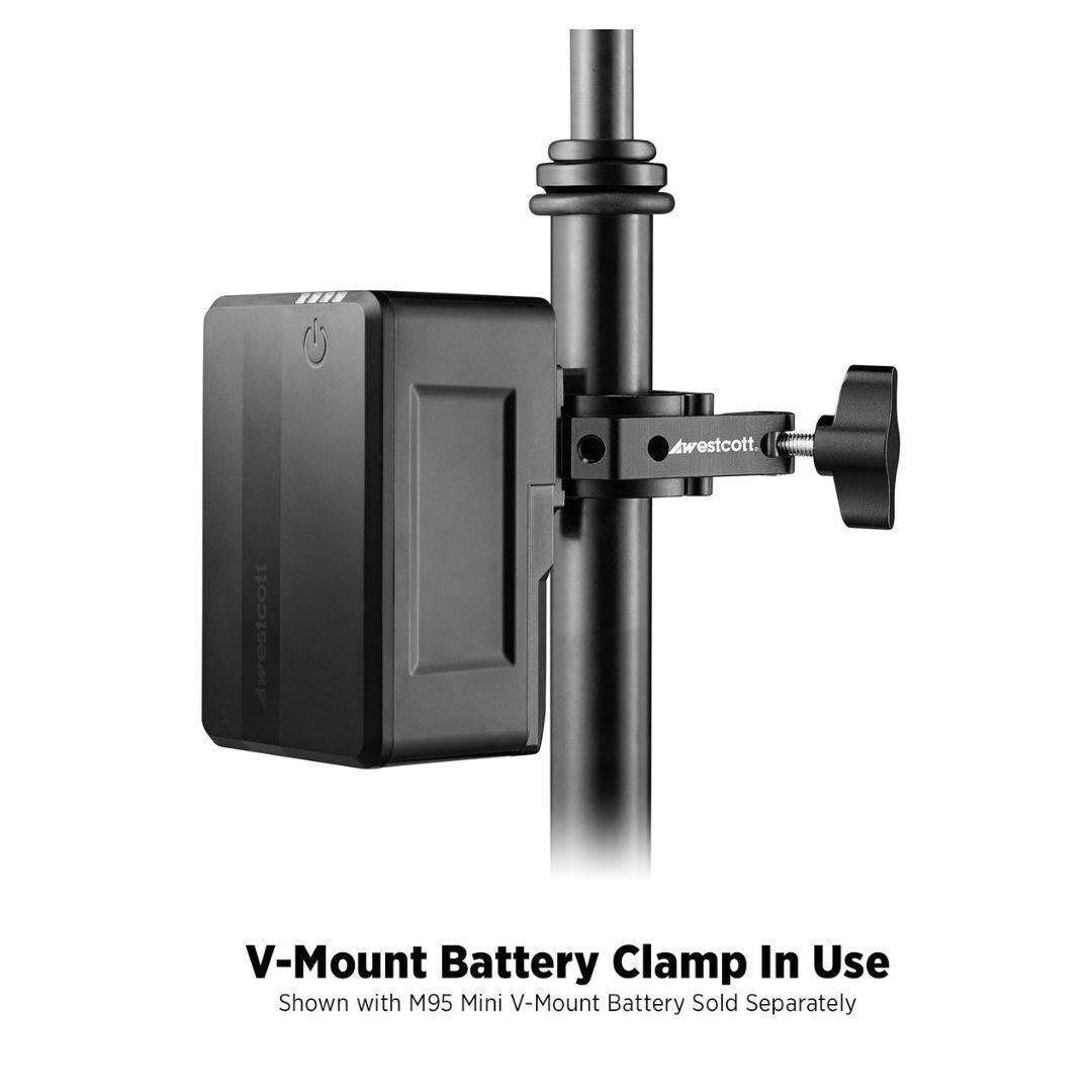 Westcott V-Mount Battery Clamp with Rubber-Padded Jaws and Durable, Compact Design (Black)