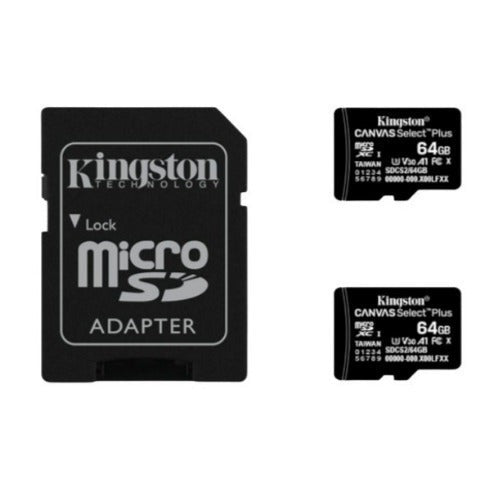 Kingston 64GB 100MB/s Read Speed Canvas Durable A1-Rated Memory Cards (2-Pack)
