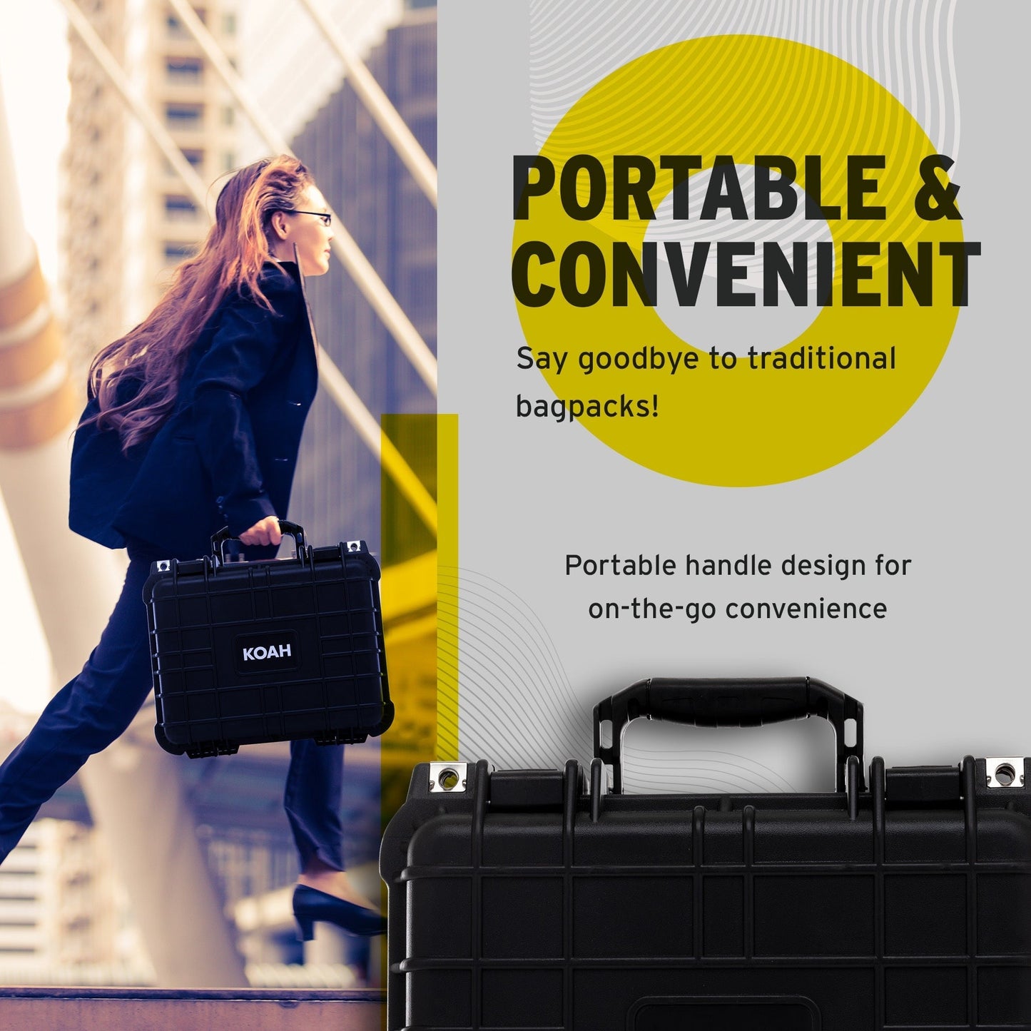 Koah Weatherproof Hard Case with Customizable Foam (13 x 11 x 6 Inch)