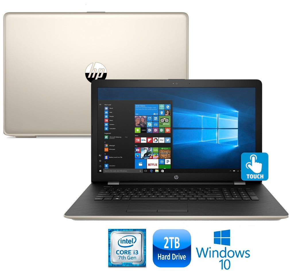 HP 17-bs021ds 17.3" HD+ Touchscreen Laptop, Intel Core i3-7100U, 2TB HDD, Gold (Refurbished)