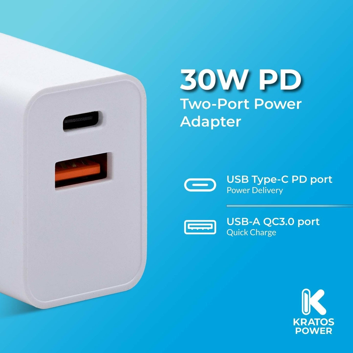 Kratos Power 30W PD Two-Port Power Adapter