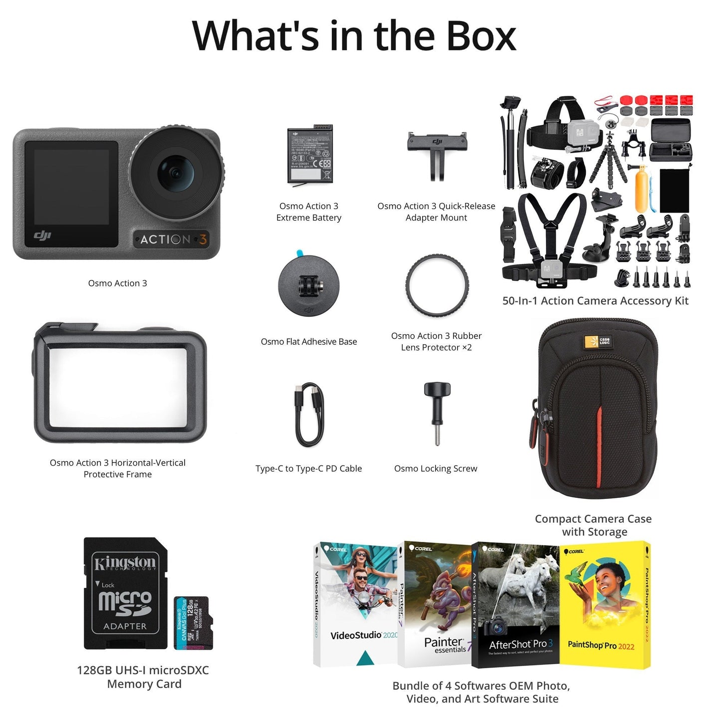 DJI Osmo Action 3 Camera Bundle with Deluxe Combo Adventure Bundle