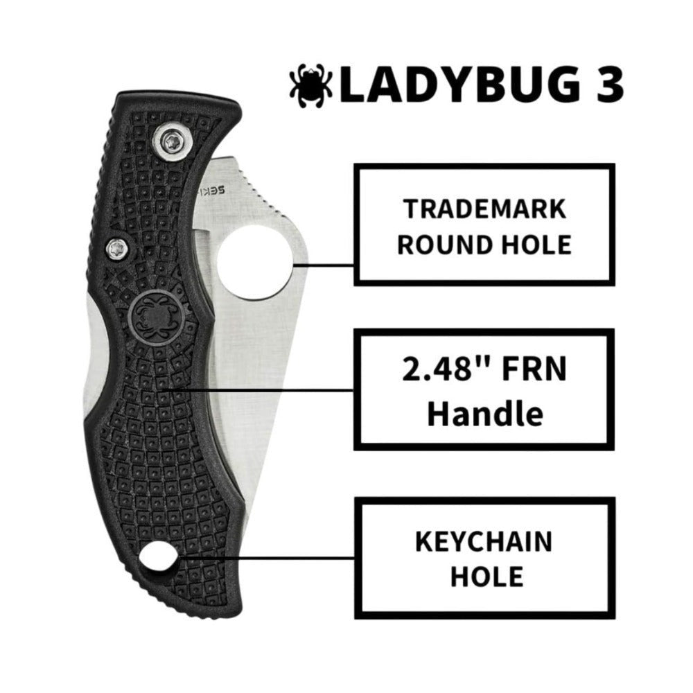 Spyderco Ladybug 3 Lockback PlainEdge Saber Grind Black Knife