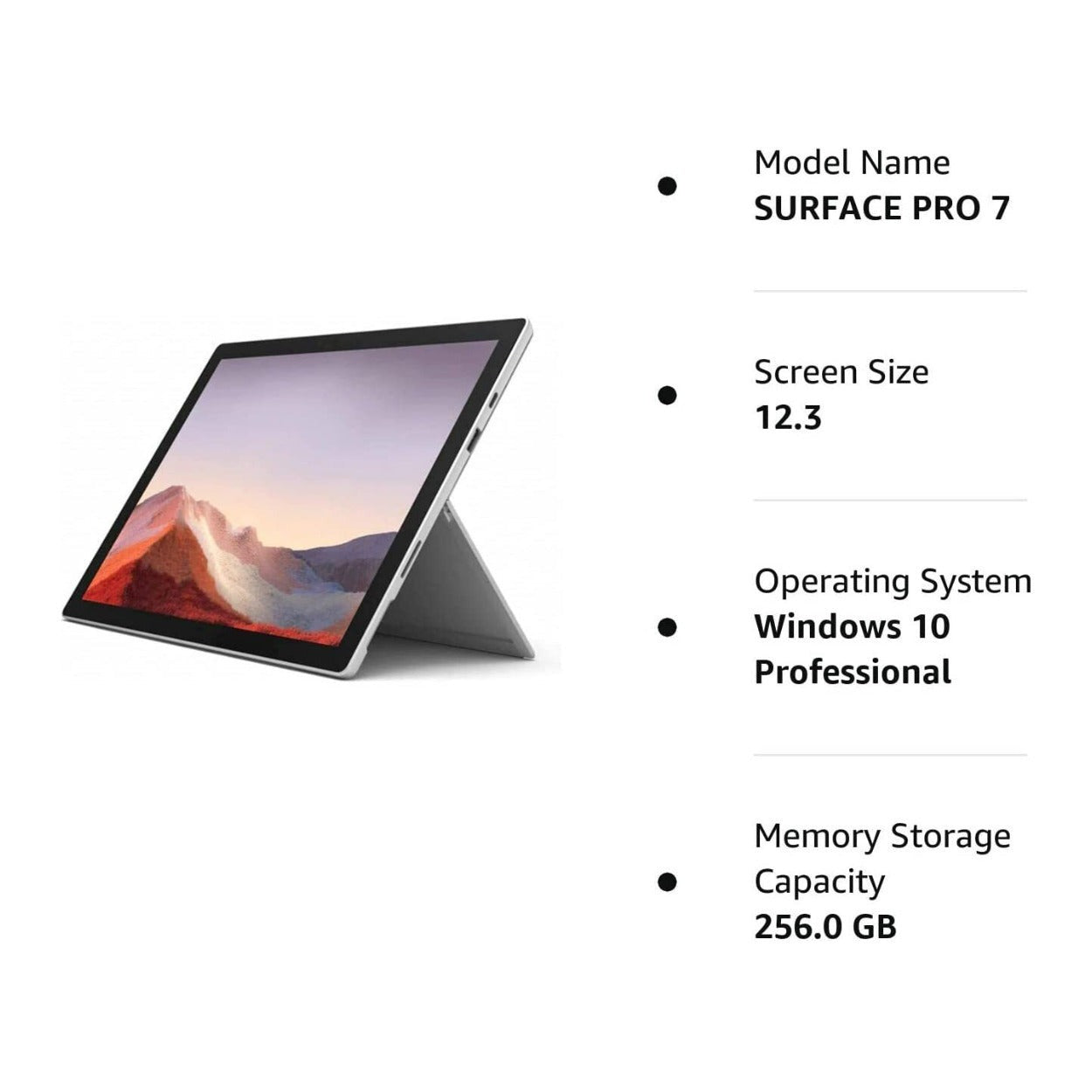 Microsoft Surface Pro 7+ Tablet, 12.3" Touch, 8GB RAM, 256GB SSD (Certified Refurbished)
