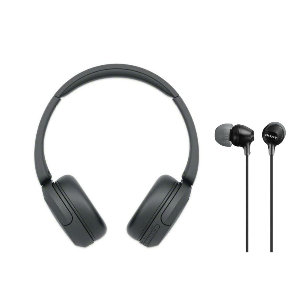 Sony WH-CH520 Bluetooth On-Ear Headphones (Black) with Sony EX15 Earbuds