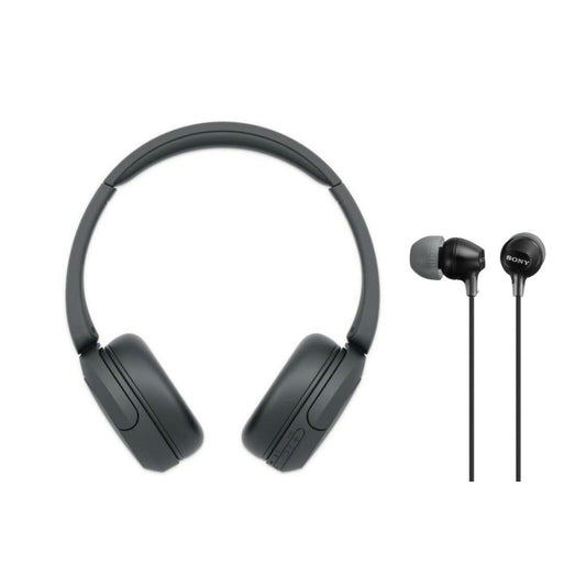 Sony WH-CH520 Bluetooth On-Ear Headphones (Black) with Sony EX15 Earbuds