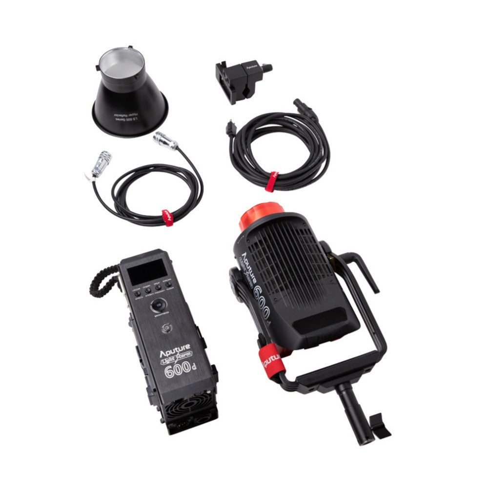 Aputure LS 600d Daylight LED Monolight (V-Mount) with C-Stand, F10 Barndoors, Light Dome III