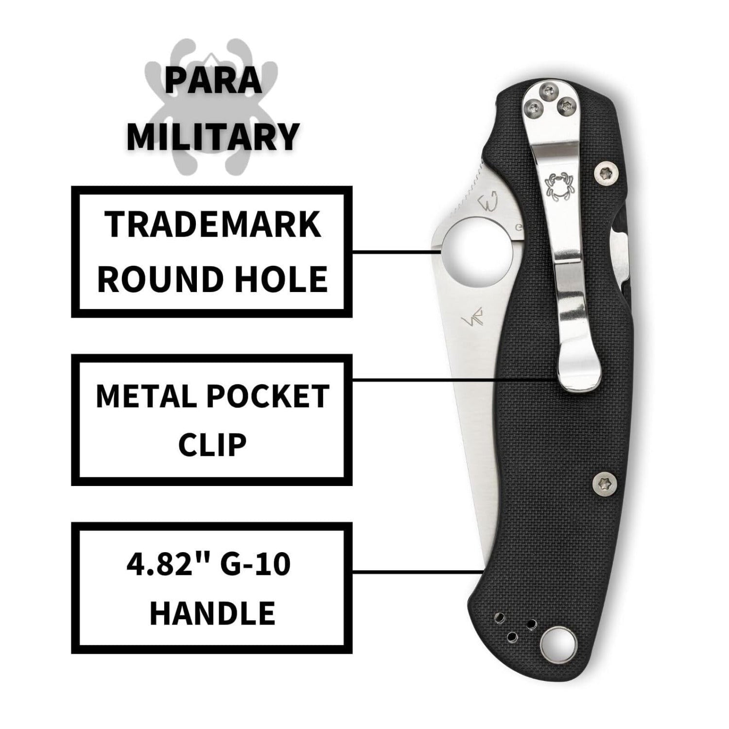 Spyderco Para Military 2 Left Handed Folding Knife 3.4 Inch CPM S45VN Blade G10 Handle