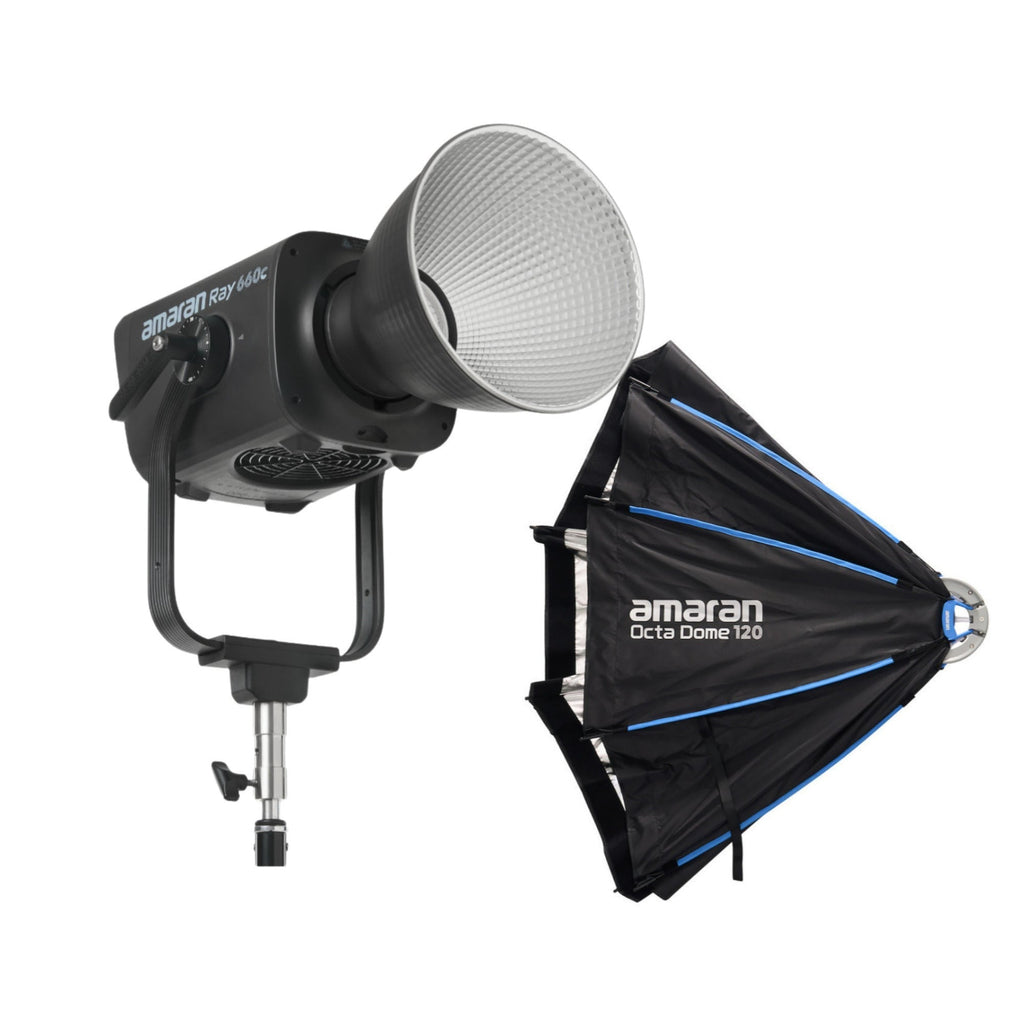 Amaran Ray 660W COB Video Light with Octa Dome 120 4ft Bowens Softbox Bundle