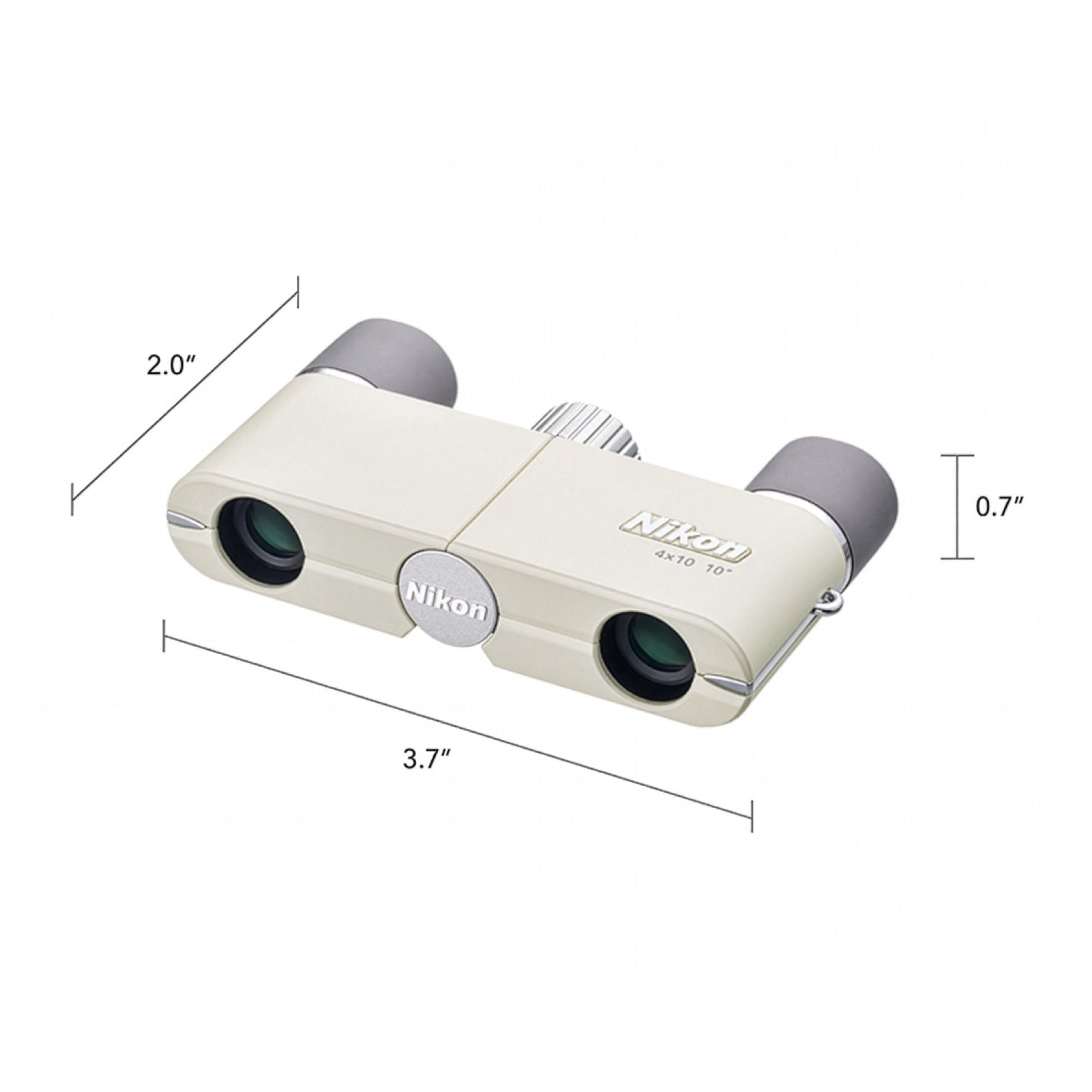 Nikon 4x10D CF Pocket Binocular (Ivory White) with Bag and Accessories Bundle
