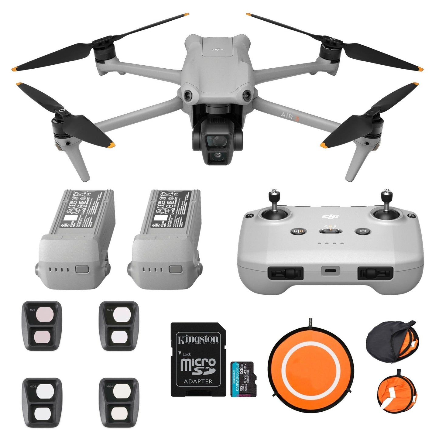DJI Air 3 Drone Fly More Combo with RC-N2 and DJI Air 3 ND Filters Set Bundle