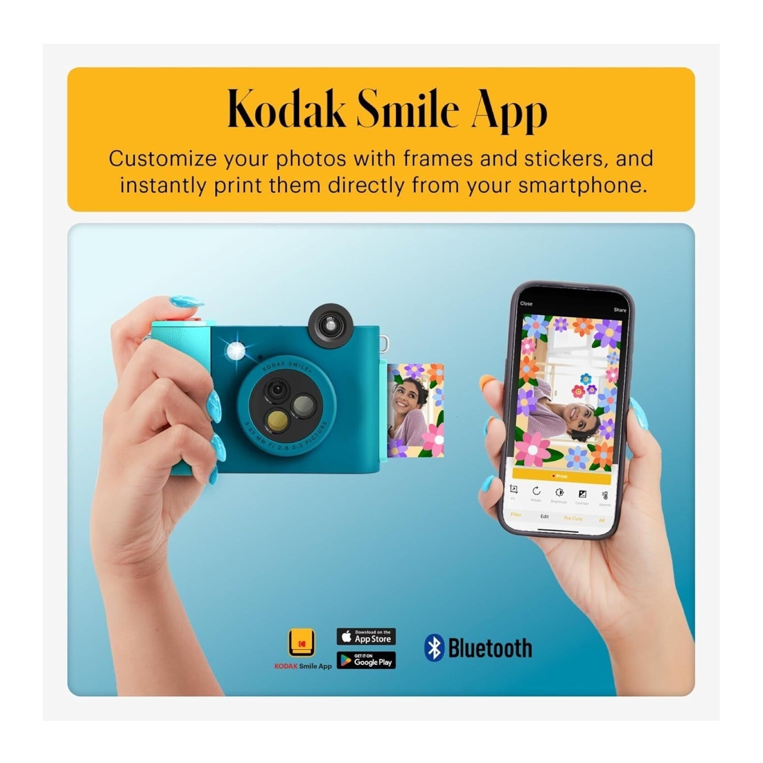 KODAK Smile+ Wireless Digital Instant Print Camera with Effect-changing Lens (Blue)