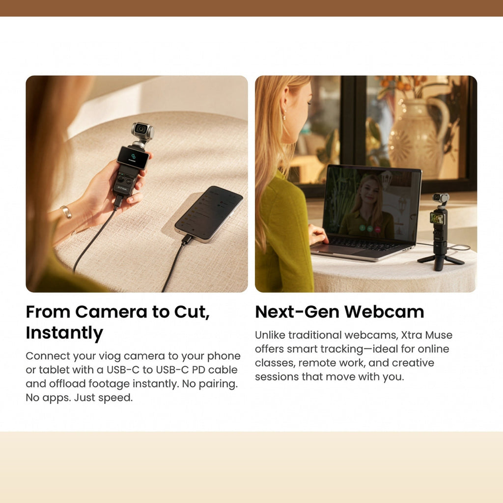 Xtra Muse Gimbal Action Camera with 4K/60fps Video Recording and Smart Tracking