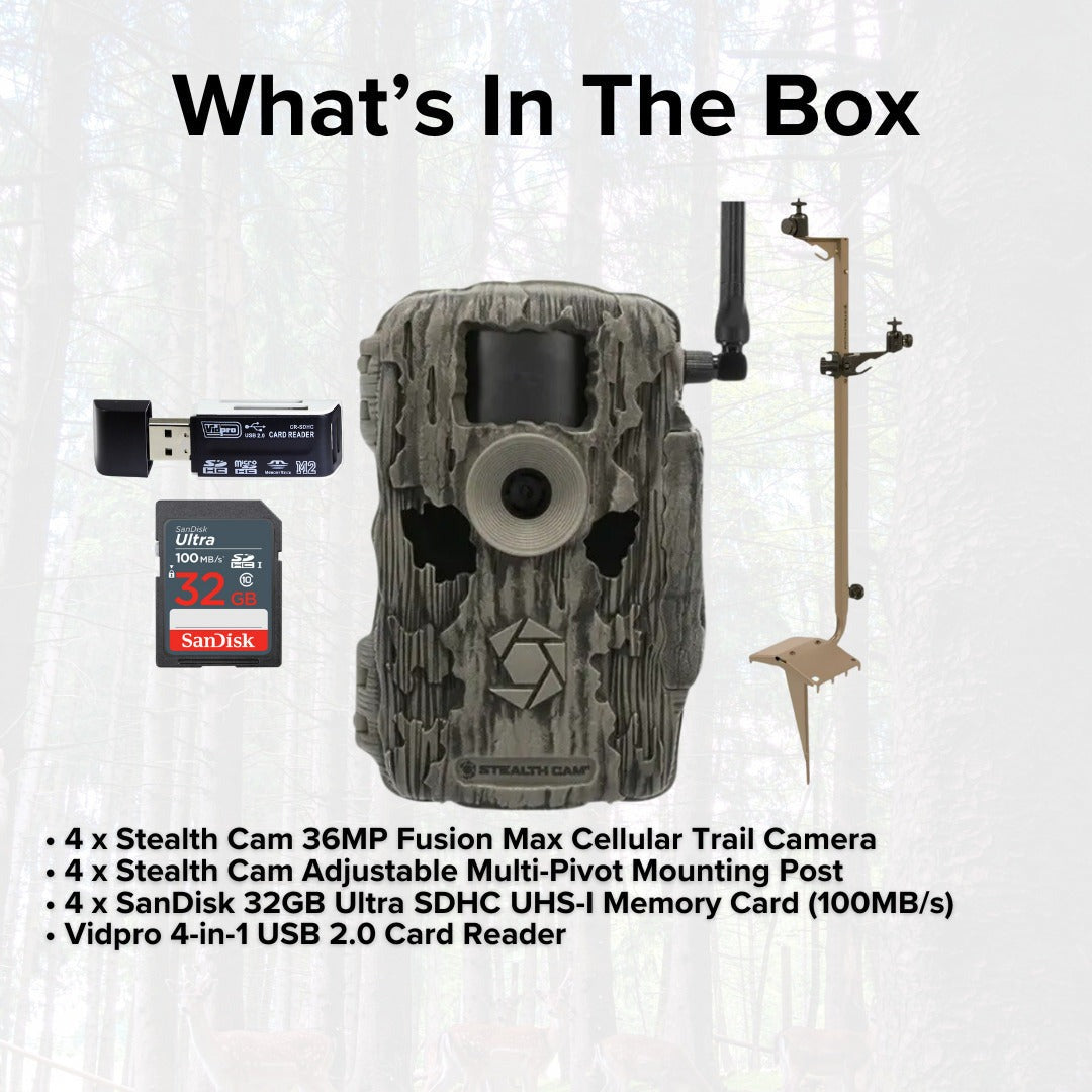Stealth Cam 36MP Fusion Max Cellular Trail Camera with 80-Feet Detection Range (2-Pack) x 2 Bundle