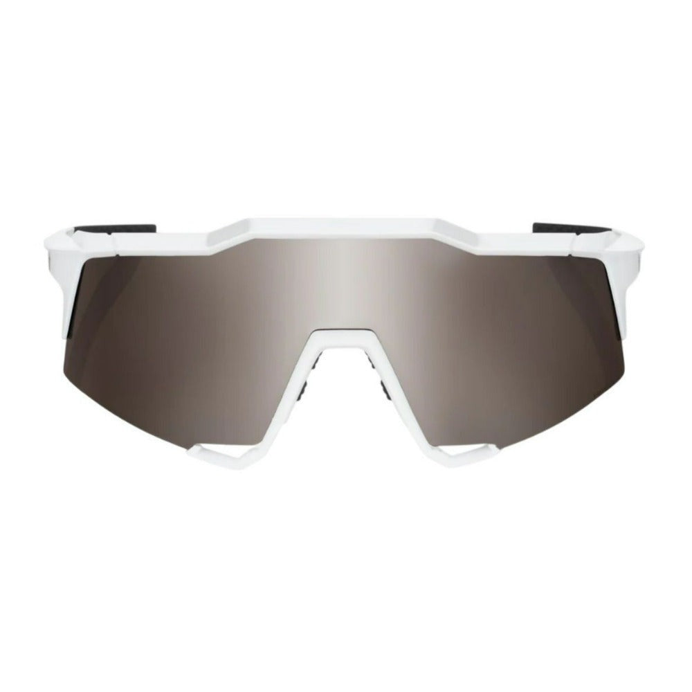 100% Speedcraft Sunglasses Matte White HiPER Silver Lens