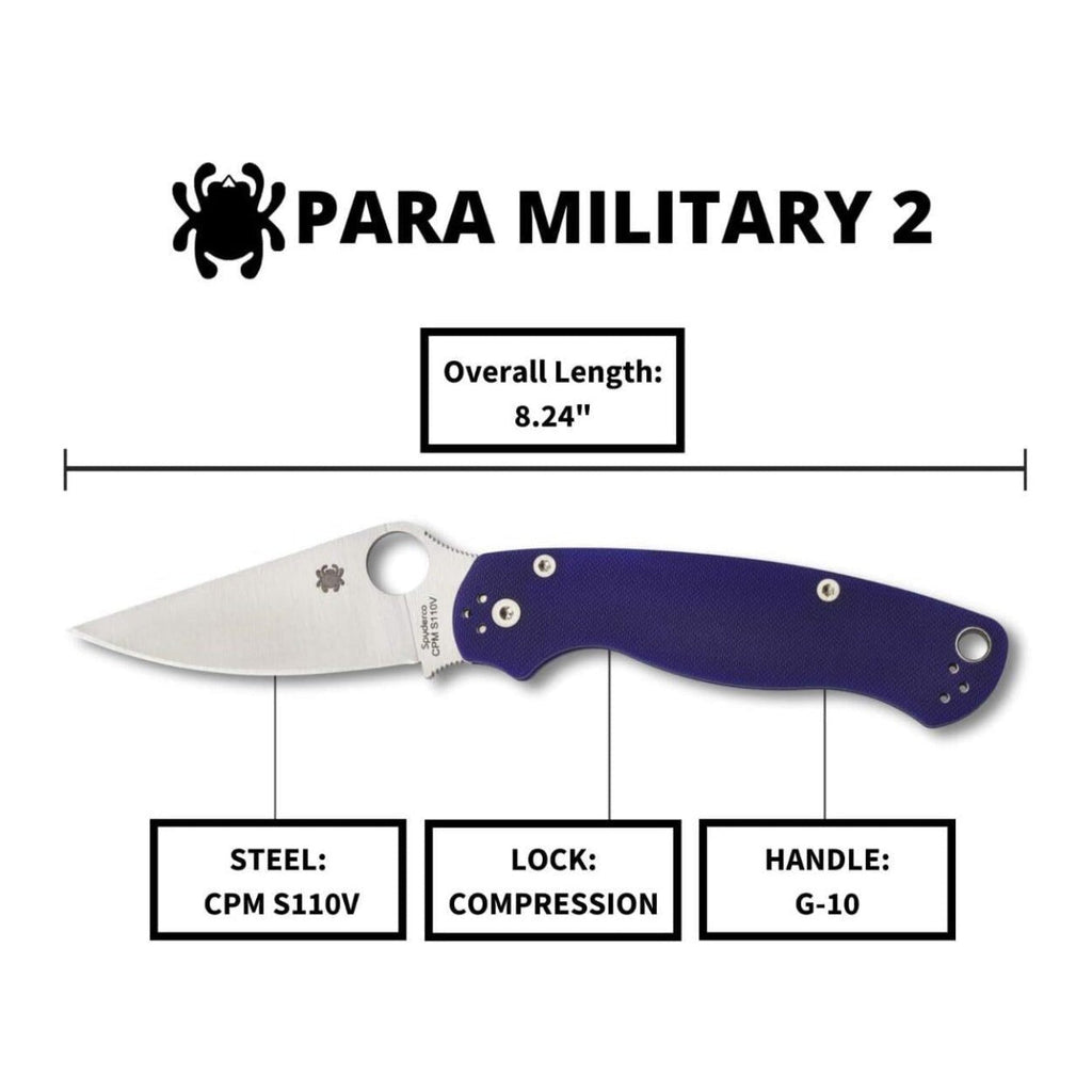 Spyderco Para Military 2 Signature Reliable, Easy to Use and Full Flat Folding Knife (Midnight Blue)