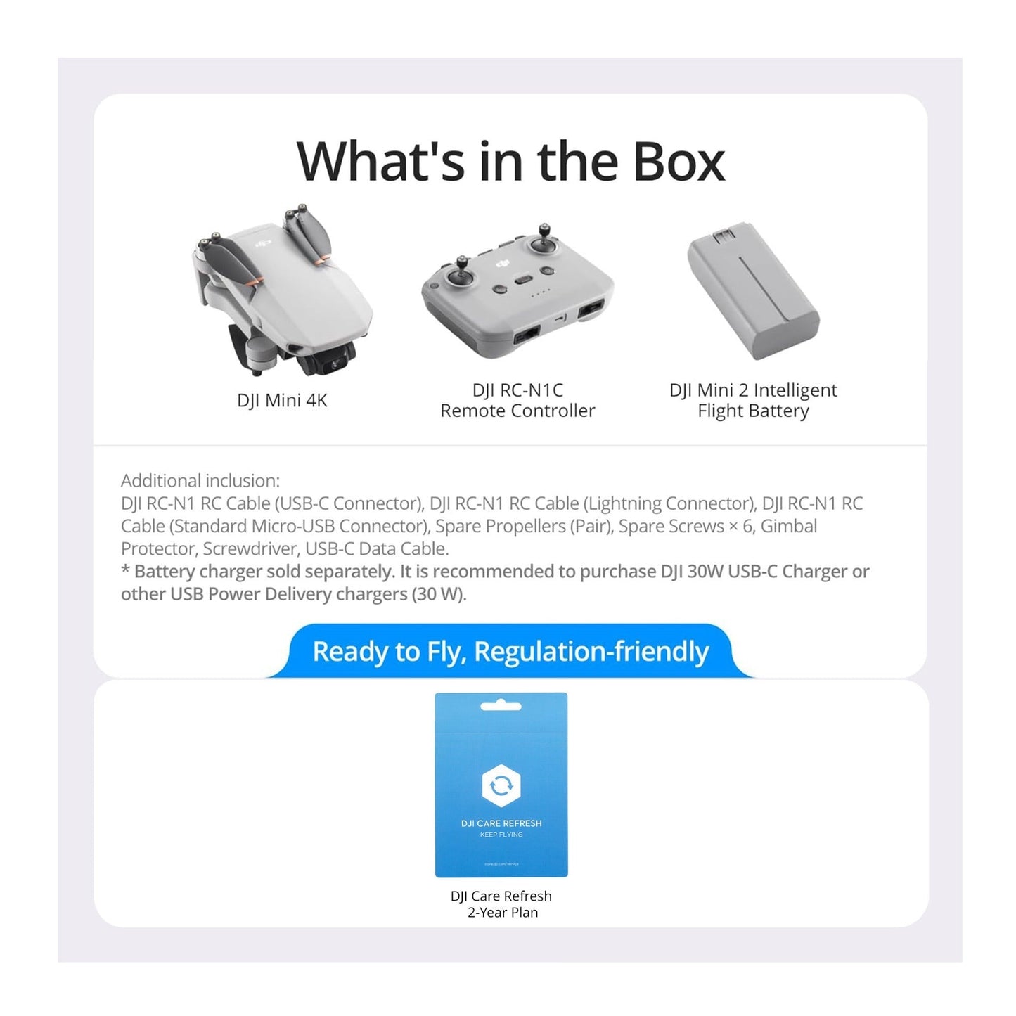 DJI Mini 4K Drone with 4K UHD Camera for Adults with DJI Care Refresh 2-Year Plan Bundle